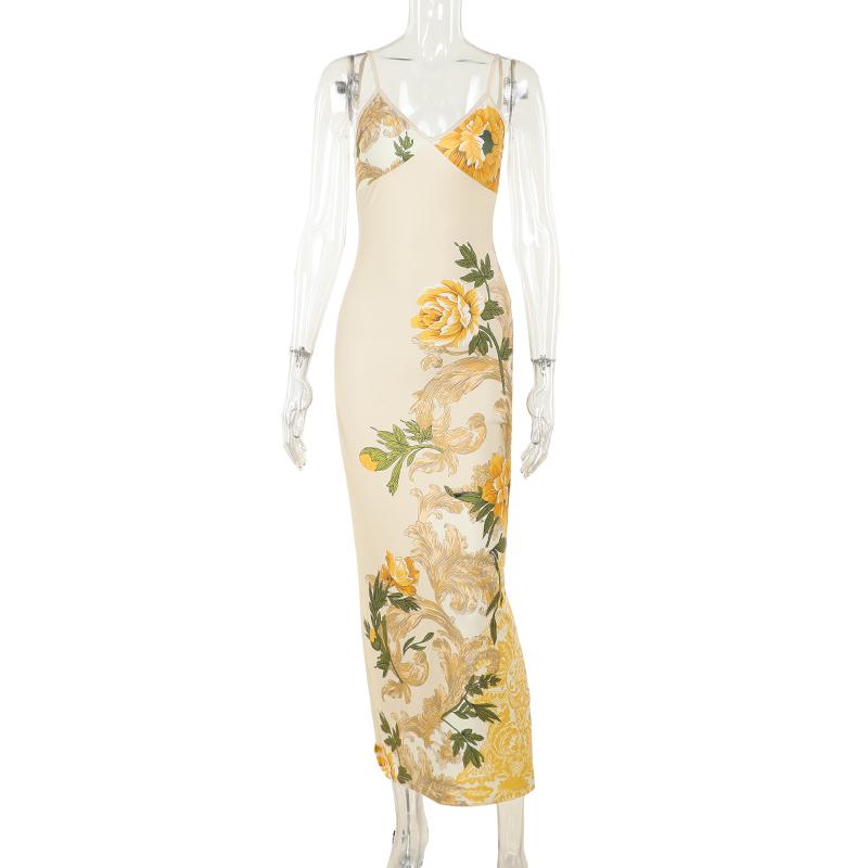 Product Introduction of Đầm Hoa Thường Ngày Dáng Ôm, Dây Đeo Spaghetti Thanh Lịch, Phong Cách Bodycon, Thích Hợp Cho Bữa Tiệc Ngày Lễ, JY23159TGO 19