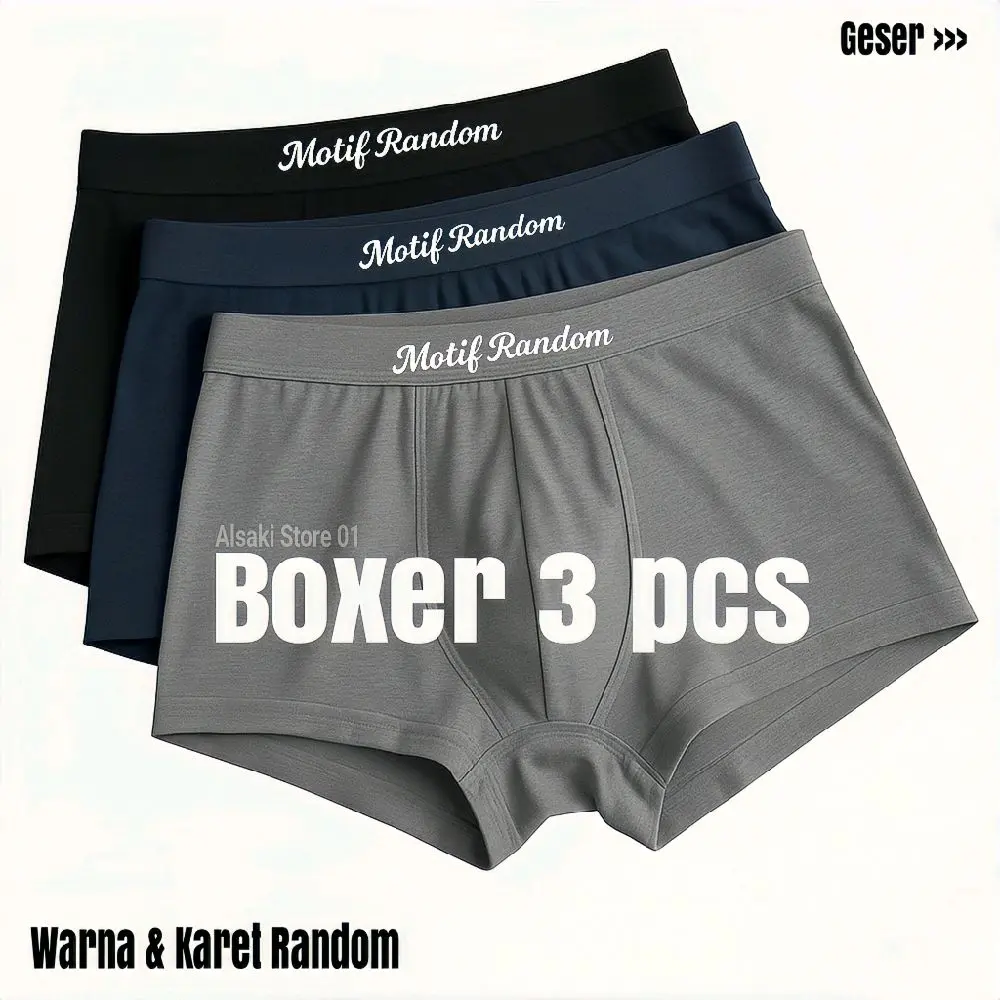 Celana Dalam Pria Boxer Pria Kualitas Set Pakaian Dalam Pria Cd Pria Isi 3 Pcs Karet Katun baru Motif Dewasa Remaja Pendek Kotak
