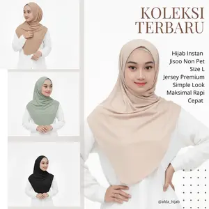Hijab Afda Jisoo Non Pet  Instan Syar'i L – Jersey  Premium Jatuh Cantik
