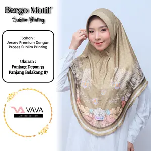VAVA Hijab - Jilbab Instan Bergo Premium DEEVA - Mahkota Muslim Kerudung Wanita Dewasa Panjang Khimar Syar'i Renda Cantik Lembut Nyaman Printing