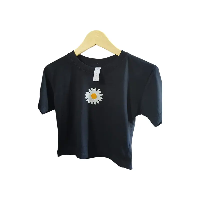 FLAVIO CROP TOP KAOS POLOS BASIC TEE WANITA KAOS POLOS LENGAN PENDEK BUNGA MATAHARI Santai Atasan Hitam Nyaman baju  crop baju  wanita baju  baby  tee  wanita Motif kaos  slim  fit  wanita 1