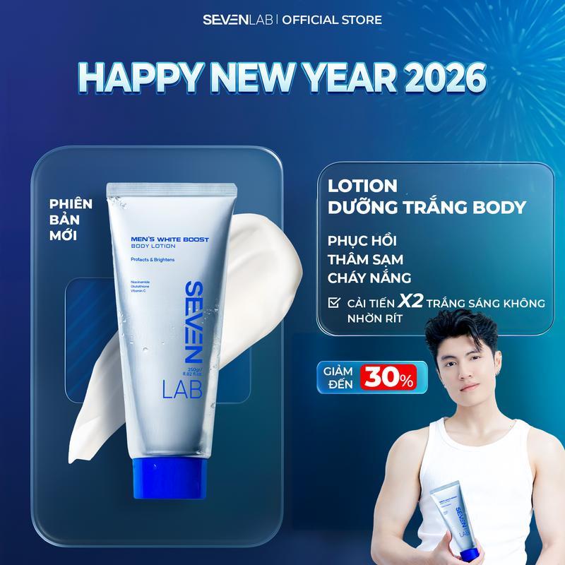 SEVENLAB Dưỡng Thể Trắng Da Nam Giới Sáng Mướt Đều Màu Không Nhờn Rít Dưỡng Trắng Vượt Trội Bảo Vệ Da Tối Ưu Dưỡng Ẩm Sâu Thẩm Thấu Nhanh Chóng 250 Gram.