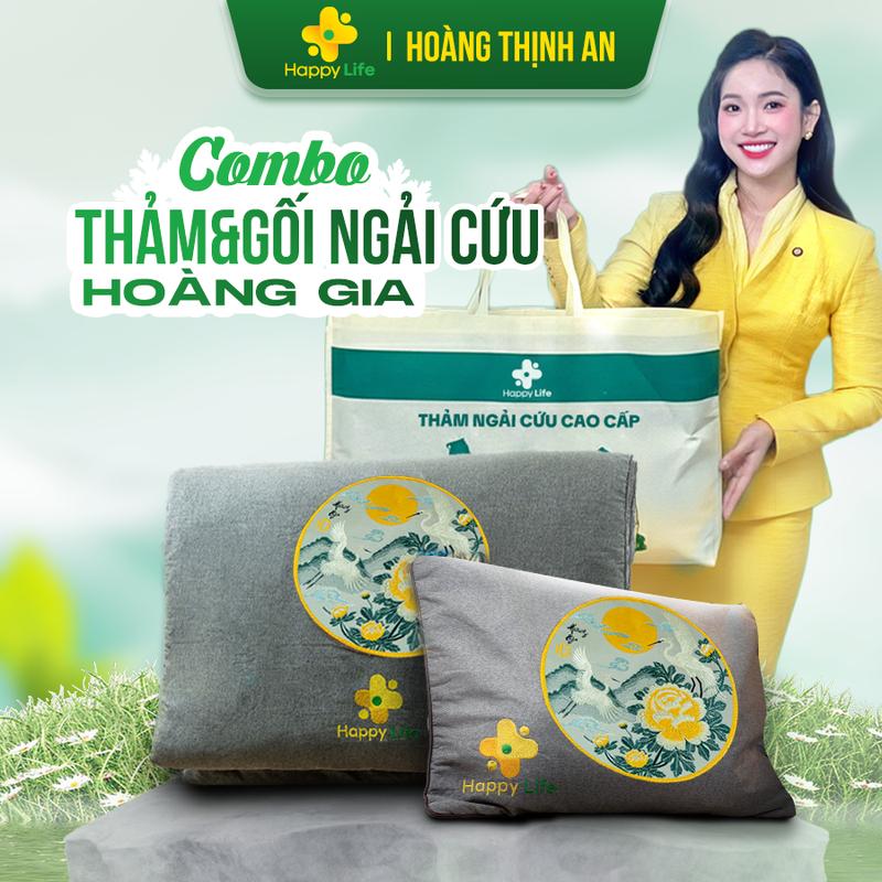 ĐỘC QUYỀN - Combo Thảm và Gối Ngải Cứu Hoàng Thịnh An Cao Cấp Chính Hãng Thải Điện Đệm Sưởi Ngải Cứu Đông Y Hỗ Trợ Đau Vai Gáy Đau Lưng Nhức Mỏi Xương Khớp