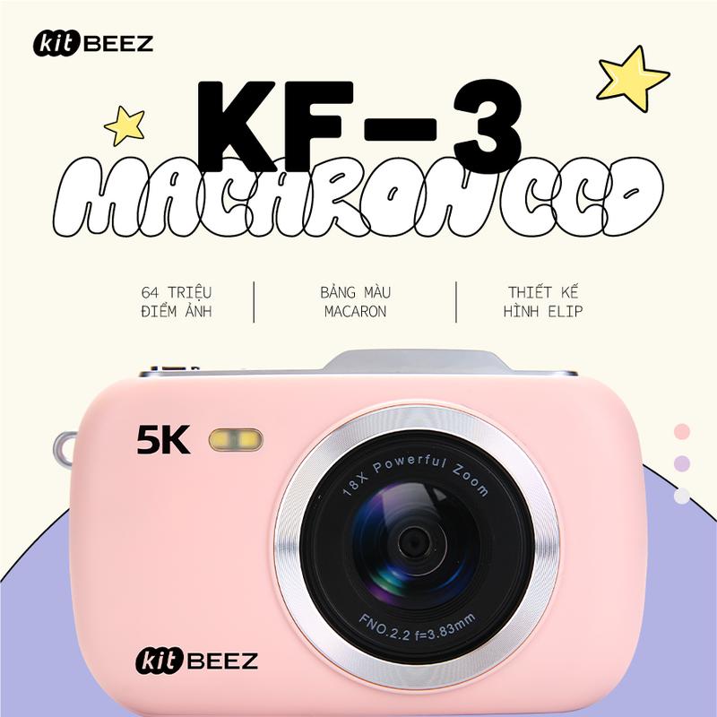 【KiTBEEZ KF-3 Phiên Bản Nâng Cấp 5K】Máy Ảnh Số Macaron | 5K/64MP | Zoom Số 18X…