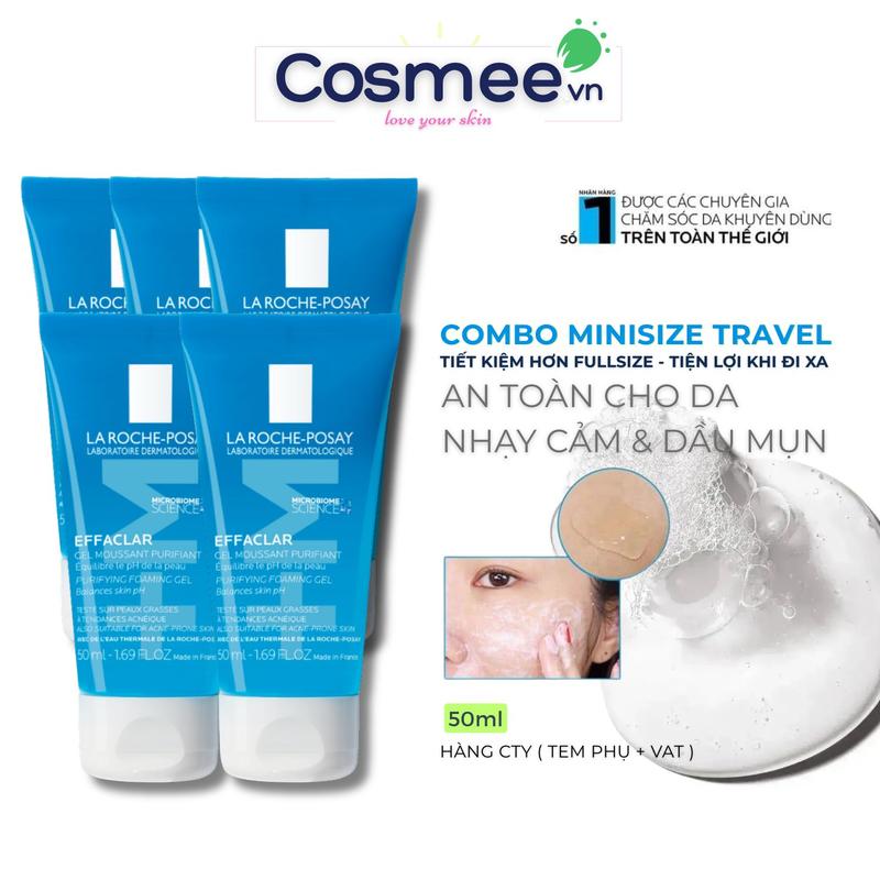 [ Combo 5 Tuýp ] Sữa Rửa Mặt LA ROCHE POSAY +M Effaclar Purifying Foaming Cho Da Dầu, Nhạy Cảm 50ml
