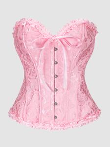 Top de corsé clásico para mujer, estilo palacio con encaje, top sin tirantes de ajuste dulce, body esqueleto, faja de cintura con volantes, perfecto para bailes de máscaras y Halloween