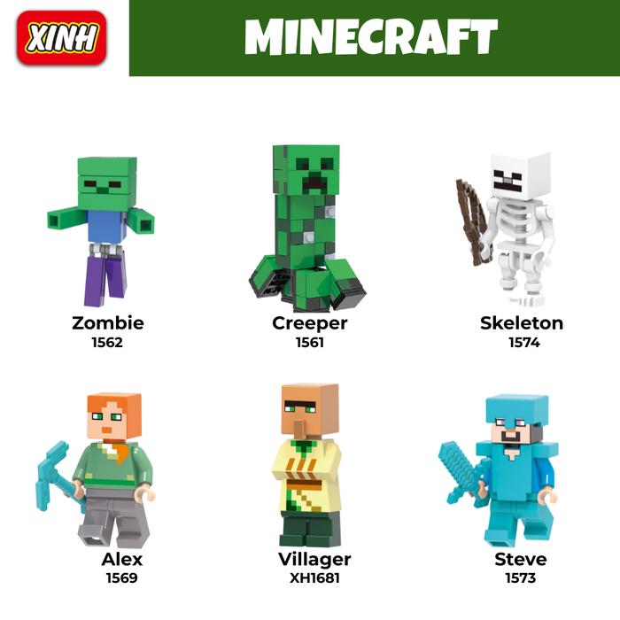 Jual [BricksNation] Mainan Action Figur Minifigur Minecraft Zombie Alex ...