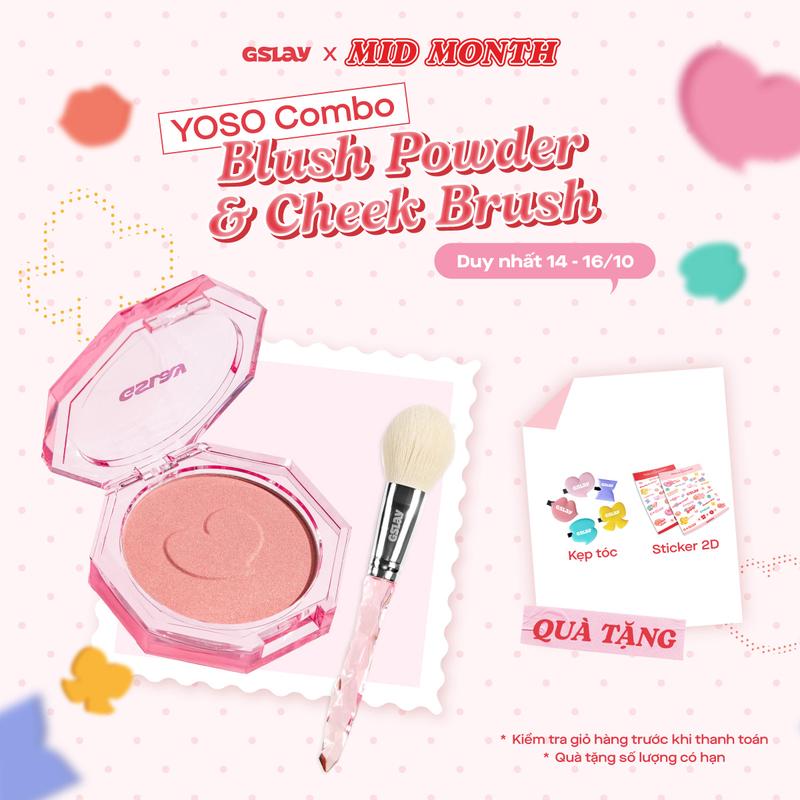 Combo GSLAY YOSO Phấn Má Hồng mịn lì, lên chuẩn màu, dễ tán, tệp da (5g) và Cọ Má Hồng lông cọ mềm mượt, tán phấn đều màu, an toàn không gây kích ứng