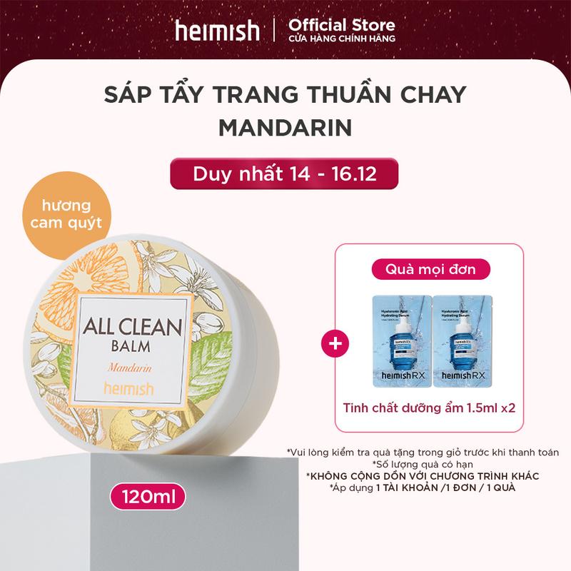 Sáp tẩy trang thuần chay heimish All Clean Balm Mandarin 120ml