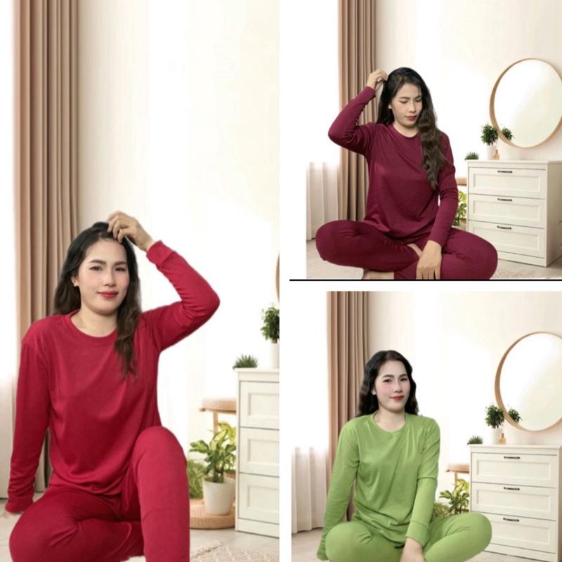 BỘ U KEM CỔ TRÒN THUN GÂN TĂM LẠNH QUẦN ỐNG ÔM TOP Áo Women