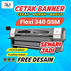 Cetak Banner Flexi 340 GSM Murah / Free Desain & Finishing Mata Ayam