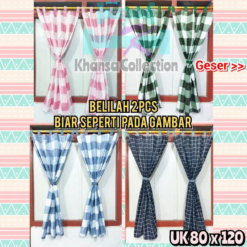 Gorden Jendela Pendek Ukuran 80x120 Korden Model Tali Perekat Kain Kain 0