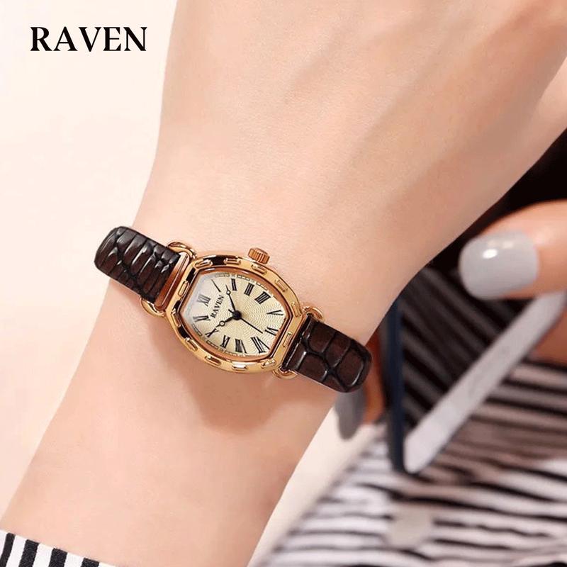 Product Introduction of RAVEN Jam Tangan Wanita Anti Air Kuarsa Antik Kasual Tali Kulit Jam Tangan Cewek Original 8
