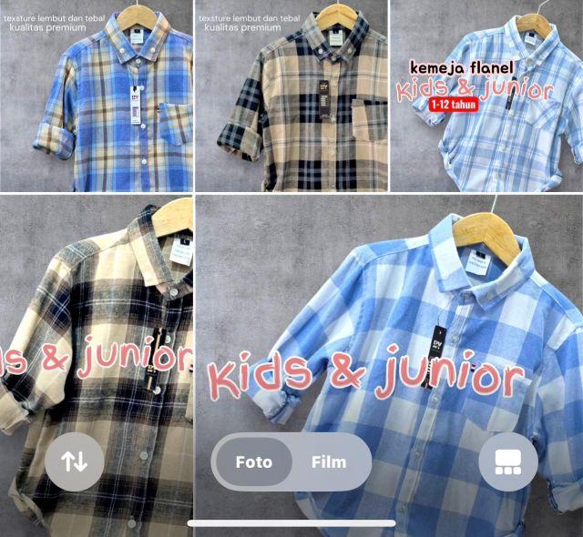 ROOE YARA KIDS & JUNIOR Kemeja Flanel Anak Usia 1-12 Tahun Lengan Panjang Size M L XL 2XL dan 3XL Best Seller Fashion anak motif  Kotak-Kotak