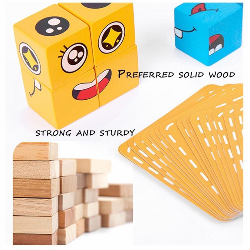 72pc Cards Wooden Face-Changing Educational Magic Cube Building ...