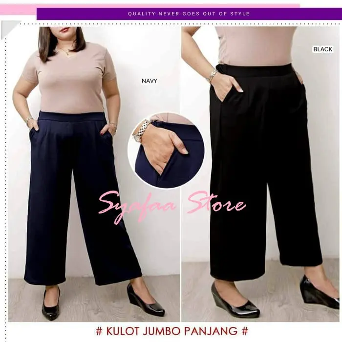 CELANA KULOT JUMBO BAHAN KULIT JERUK - KULOT CREPE JUMBO Karet Lembut Melar 6