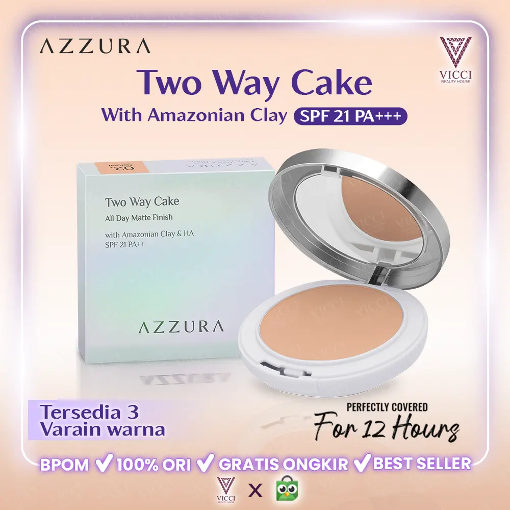 VICCI AZZURA Two Way Cake | Full Size & Refill | All Day Matte Finish | Spf 21 PA++ | Amazonian Clay & HA | TWC