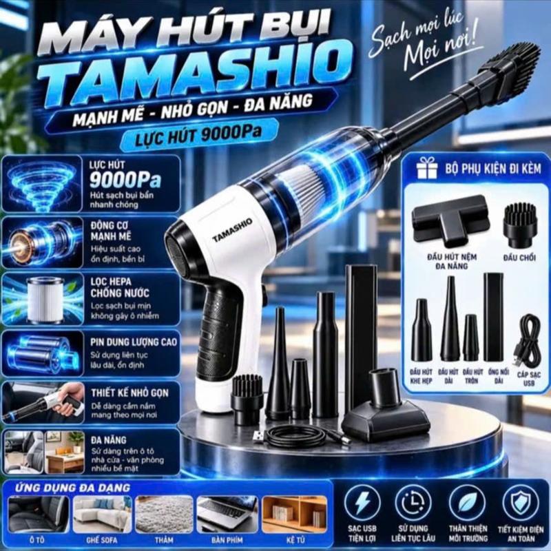 Máy Hút Bụi Cầm Tay TAMASHIO Không Dây Nhật Bản 6 Đầu Hút Hút Ô Tô Giường Nệm Sofa