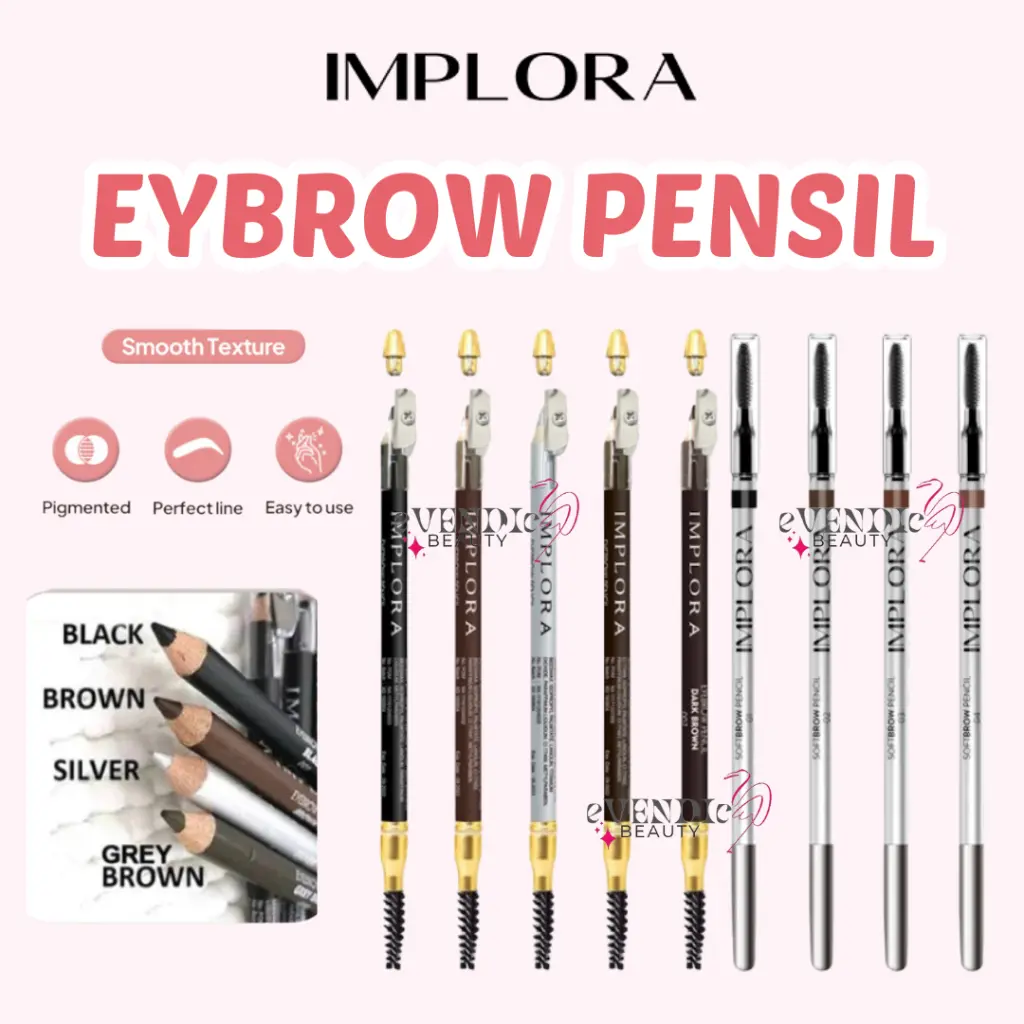 100% ORIGINAL PENSIL ALIS IMPLORA / CELAK / EYEBROW PENCIL [BPOM] / softbrow brown / dark brown / grey brown / silver / black