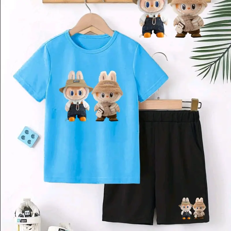 BAJU SETELAN ANAK GAMBAR BONEKA LABUBU 6