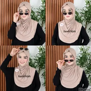 ZANOO -  EMMA HIJAB INSTAN MELEYOT BERGO BAHAN KAOS RAYON PASHMINA TOP Kerudung