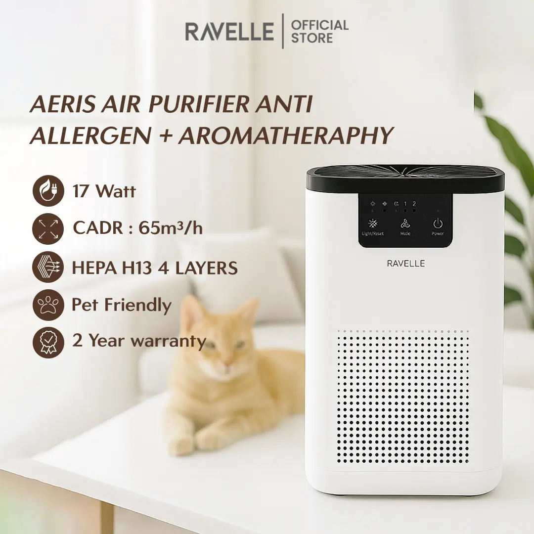 RAVELLE AERIS Air Purifier Anti-Allergen + Aromatherapy- - Pembersih Udara Dengan Pengharum Ruangan