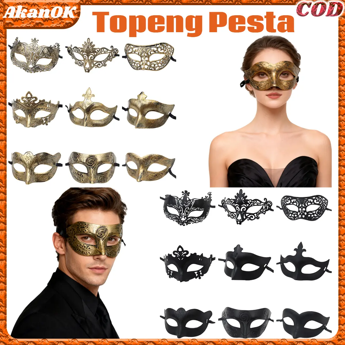 Masquerade Mask Wanita/Pria Retro|Topeng Halloween Retro|Misteri Topeng Mata Misteri |Rubah/Pangeran/Kecantikan Berbagai Gaya Dan Warna|Untuk Pesta Topeng Dan Pesta Dansa