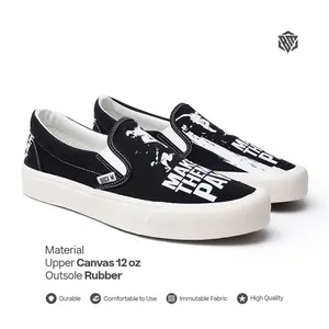 Brick Mansions - Slip On Mission Make Them Pay Black White Sepatu Sneakers Casual Pria Wanita