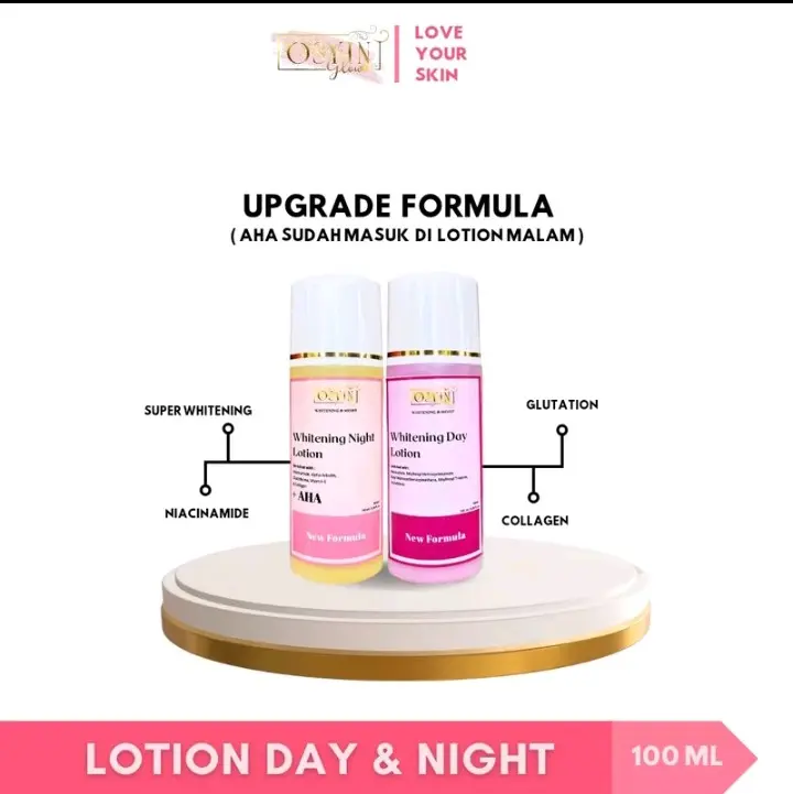 osyin glow upgrade whitening 100ml formula baru  n night lotion