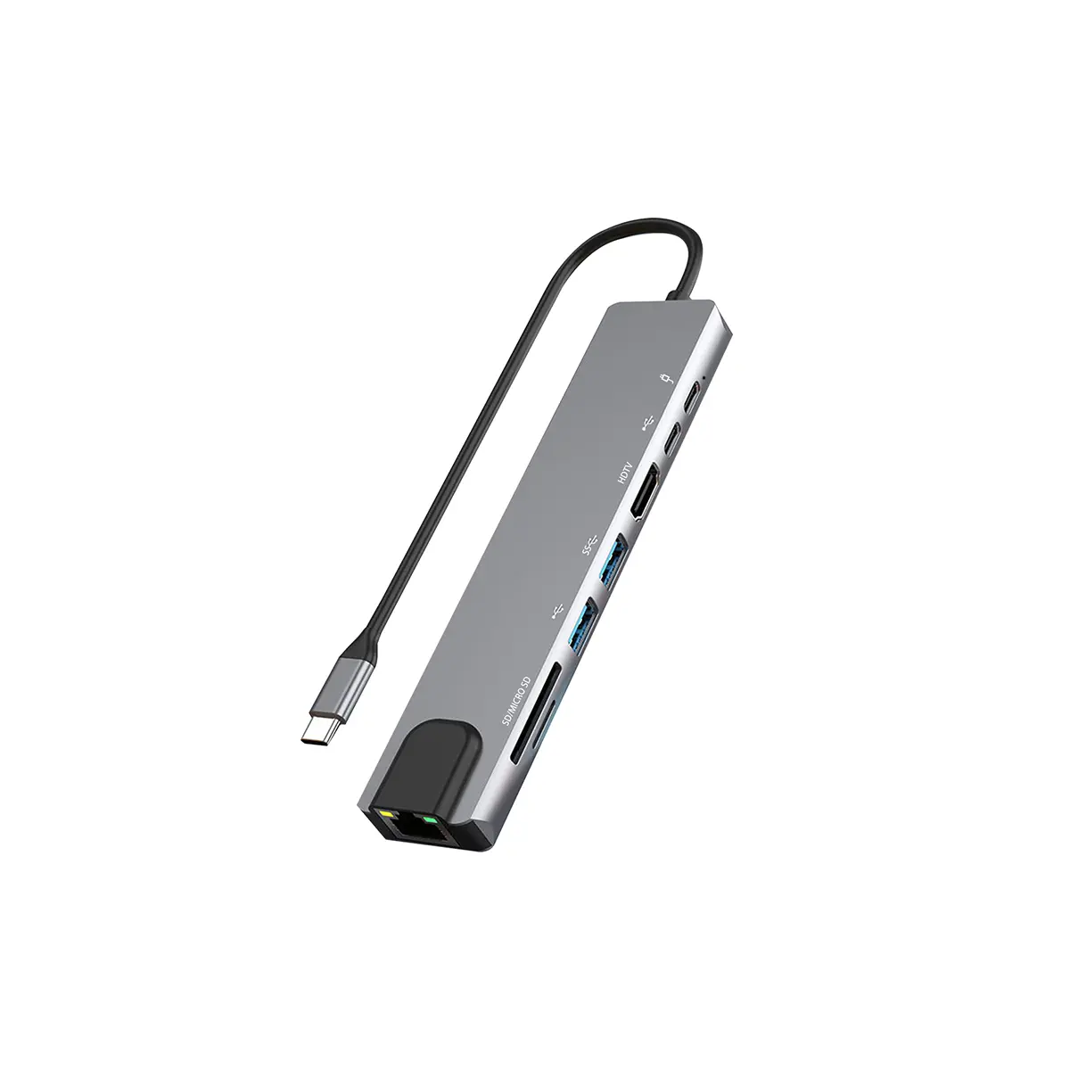 8 In 1 USB C Hub, Multi-Port Adapter With HDMI, RJ45 Ethernet, USB 3.0 And SD/TF Card For  Type C Devices