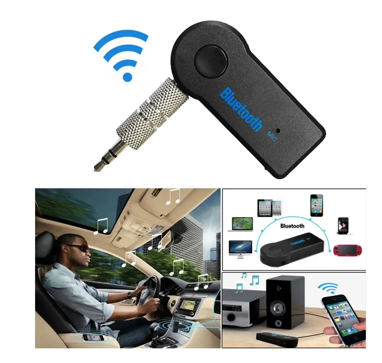 2 In 1 Wireless Bluetooth-compatible Receiver Transmitter Adapter 3.5mm Phone AUX Audio MP3 Car Stereo Music Receiver Adapter