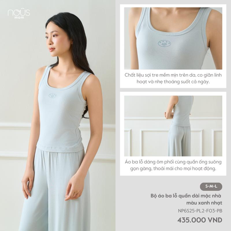 [KOL NOUS MOM] MOM7 Bộ mặc nhà nữ áo ba lỗ quần dài, chất liệu co giãn đa chiều, thoáng mát BST T5