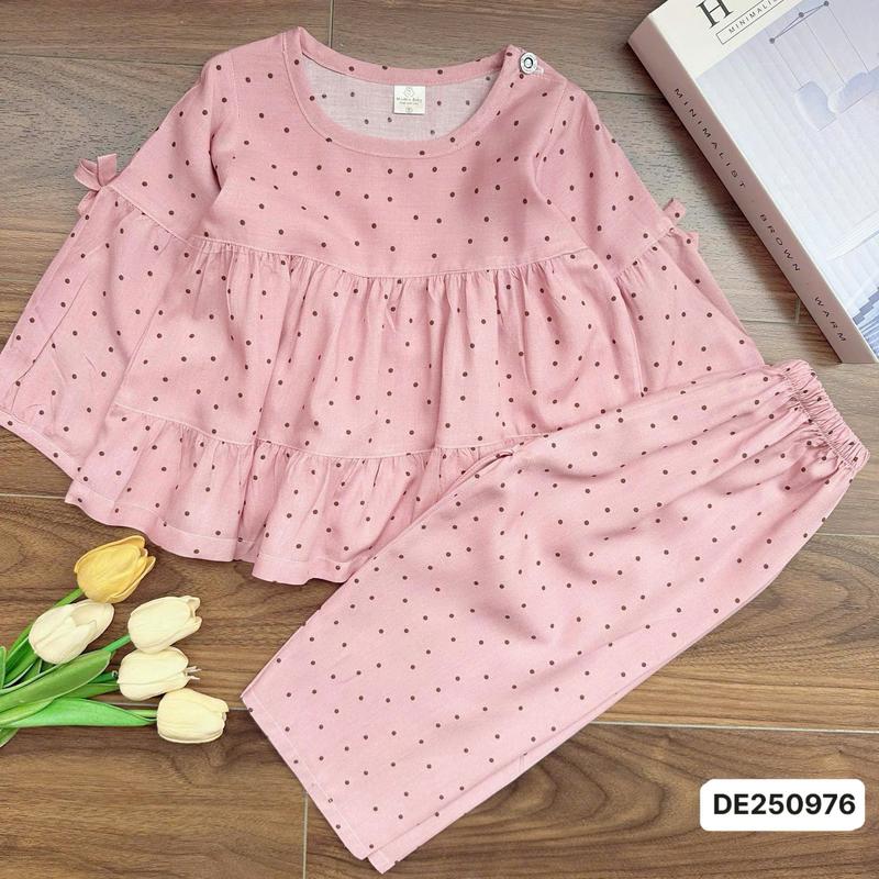 SALE (FORM RỘNG) DE250976 Bộ tole dài Mẹ và Bé 10kg-68kg babydoll tay dài quần dài với chất liệu tole lanh loại 1 mềm mát. MinMin Baby