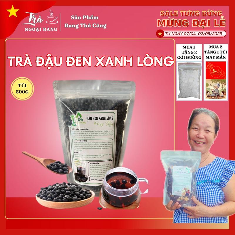 Đậu Đen Xanh Lòng Rang Tay (túi 500gr) Trà Ngoại Rang Nước Đậu Đen Rang