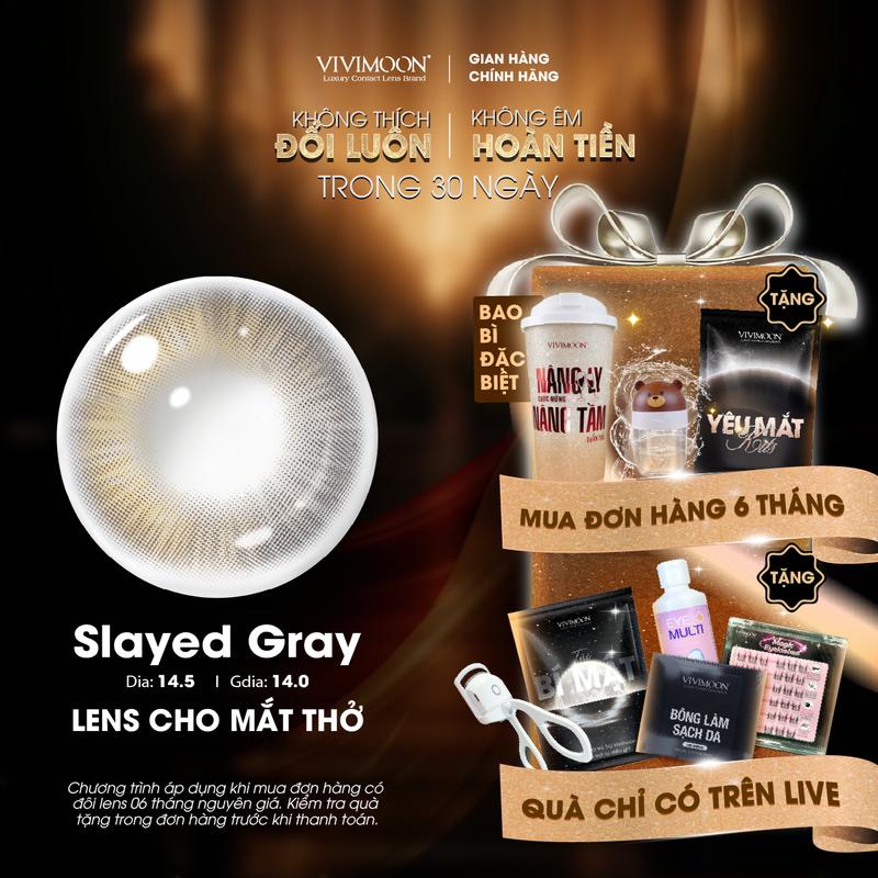    NEW COLLECTION 14.5   Kính áp tròng VIVIMOON EYECONIC Lens cận cho mắt thở màu xám ánh bạc baby Slayed Gray giãn tròng to 14.5mm chất liệu Silicone Hydrogel đeo êm mềm HSD 06 tháng   Giá 1 đôi  