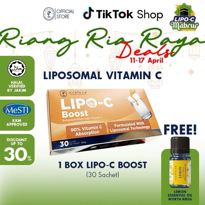 NARINAR LipoC Boost Vitamin Botanical Drink 1 Box (30 satchet).