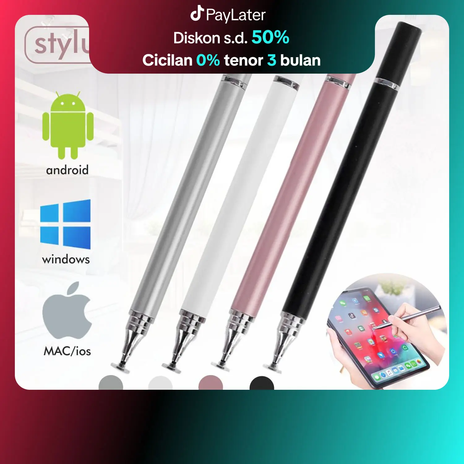 Stylus Pen Touch Screen / Bolpen Stylus Untuk Ipad Tablet HP 2in1 / Pulpen Stilus Responsif Bisa Untuk Iphone Android / Stylus Pen Universal Ponsel Drawing
