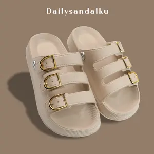 Sandal Selop Wanita Sandal Anti Slip Korean Style Kekinian Sandal Slop Tali Gesper Bahan EVA Rubber H2510L-1