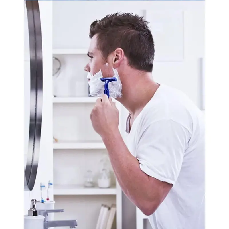 Alat Cukur Mata 2 Biru Alat Pisau Cukur Kumis Jenggot Disposable 4