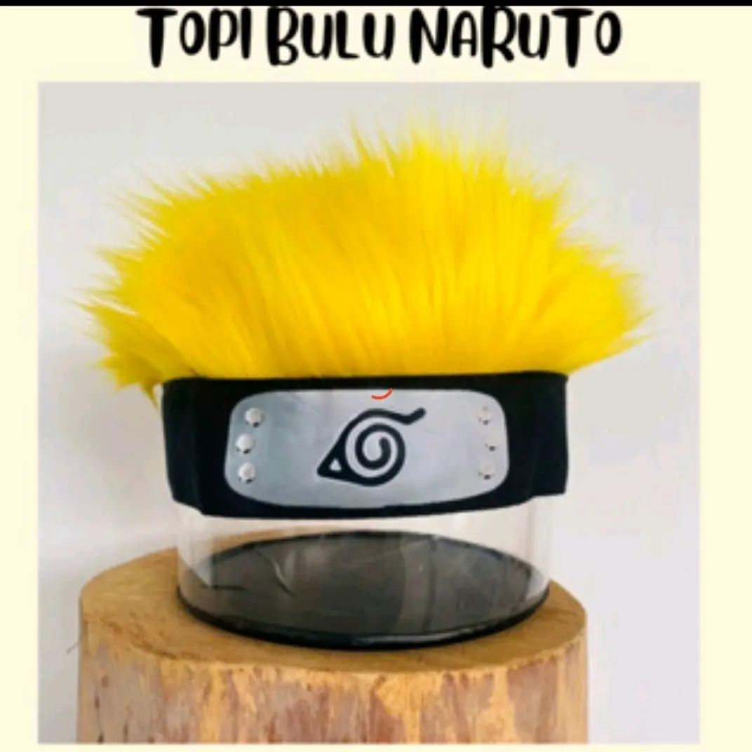 Set 2in1 Topi Wig+Ikat Kepala Naruto Bergelombang dengan Warna Biru Kuning Cerah untuk Cosplay dan Halloween topeng basis