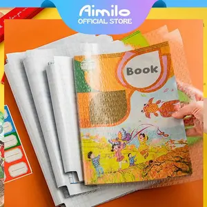 [READY] Aimilo Sampul Buku Stiker Pvc Film Pelindung Buku Tekstil 10 Lembar Buram Tahan Air Dengan Perekat Untuk Alat Tulis Sekolah Dasar SD Paper