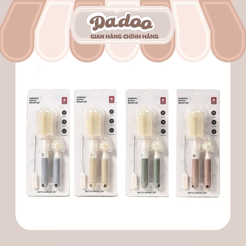 DADOO Bộ Cọ Rửa Bình Sữa Cho Bé 3 Trong 1 - Cọ Bình Bọt Biển An Toàn Không BPA - Đa Năng & Tiện Lợi Cho Mẹ Bỉm Sữa - Màu Sang Xịn Gọn Nhẹ Dễ Vệ Sinh