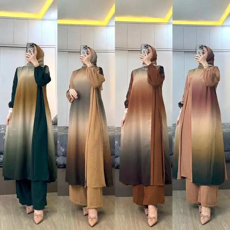 Set Midi Crincle Mix Ceruty Rumaisya dengan Hijab Gratis - Muslim - Celana, Airflow