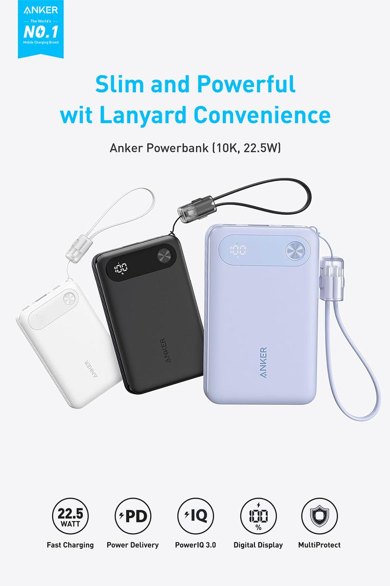 Product Introduction of Mini Powerbank Anker 10.000 mAh Fast Charging 22,5W PD with USB-C Cable - A1257 3