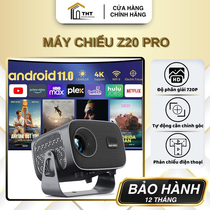  Máy Chiếu Z20 Pro THT Decor Thông Minh Độ Nét HD 720P WiFi 5G Bluetooth 5.0 Xem Phim Thuyết Trình Giải Trí Màn 180 Inchb 
