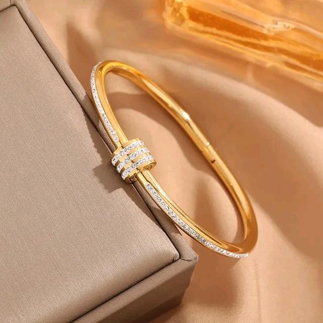 gelang bangle permata wanita titanium stainless steel premium anti karat anti luntur elegant style mewah 5