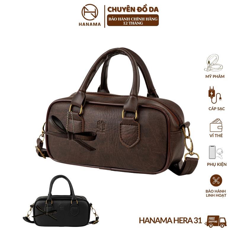 [SALE DAILY _ GIÁ SÔC _ TẶNG CHARM NƠ]_ Túi xách nữ đeo vai thời trang Hanama Hera 31 kèm móc khóa Nơ nhiều ngăn Khóa mạ đồng cao cấp chống xước Da Bag Women