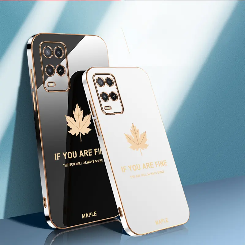 Casing telepon if you are fine daun maple Daun kuning phone case for OPPO A54 4G,Daun kuning pattern,cute,TPU material,Daun kuning,cover 3