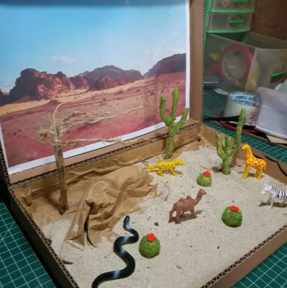 prakarya maket habitat diorama kebun binatang aquarium 30x30 5