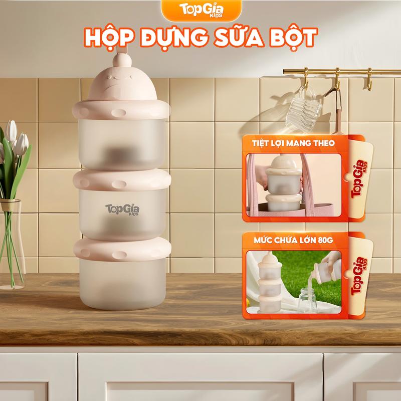 (GIÁ MỞ BÁN 49K) Hộp Đựng, Hộp Trữ Sữa Bột 2 Ngăn TOPGIAKIDS Chia Bữa Ăn Cho Bé Tiện Lợi Cho Mẹ Đựng Sữa Bột, Nhựa PP An Toàn Cho Bé, Tay Cầm Silicon Chắc Chắn